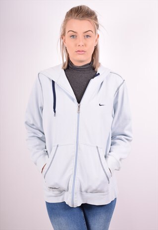NIKE WOMENS VINTAGE HOODIE JACKET LARGE BLUE 90S