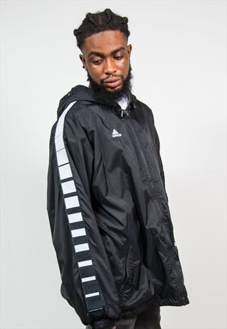 ADIDAS 90'S BLACK HOODED WINTER COAT