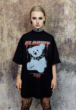Gothic t-shirt gloomy bear tee bondage print top in black