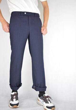 VINTAGE BLUE STRIPED REGULAR CLASSIC TROUSERS