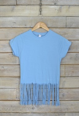 Vintage Baby Blue Tassle T-shirt Small BR2200