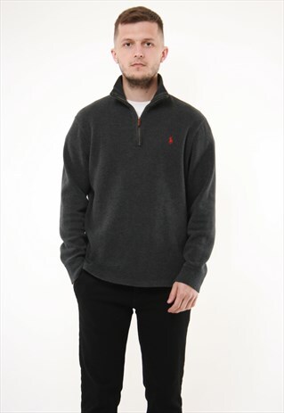 VINTAGE POLO RALPH LAUREN 1/4 ZIP TOP JUMPER 14145