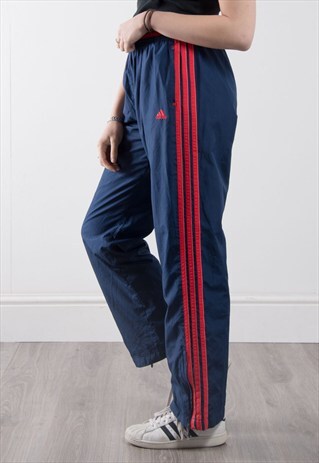 90'S ADIDAS NAVY & RED STRIPED TRACKSUIT BOTTOMS