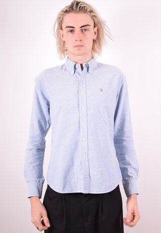 RALPH LAUREN MENS VINTAGE SHIRT SMALL BLUE 90S