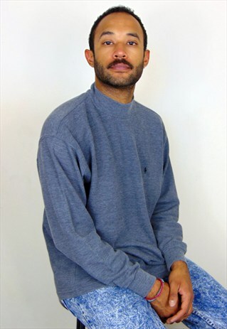 90S MINIMALIST PONY EMBLEM MOCK TURTLE NECK GREY TEE XL