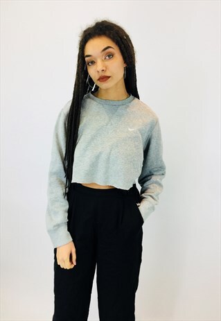 NIKE CROPPED EMBROIDERED SWOOSH SWEATSHIRT