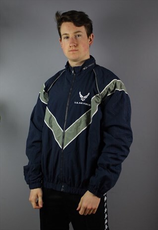 VINTAGE US AIR FORCE 1 WINDBREAKER IN NAVY WITH EMBROIDERY