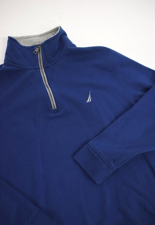 VINTAGE 90S NAUTICA BLUE 3/4 ZIP SWEATSHIRT