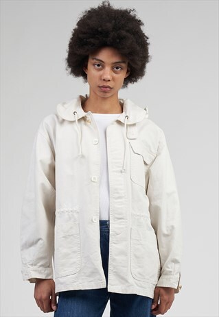 VINTAGE RARE WHITE DENIM 90'S MOSCHINO LOGO PARKA