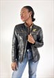 VINTAGE BLACK HONDA LEATHER MOTORCYCLE JACKET SIZE M