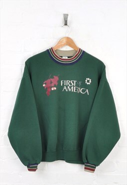 Vintage First of America Sweater Green Medium