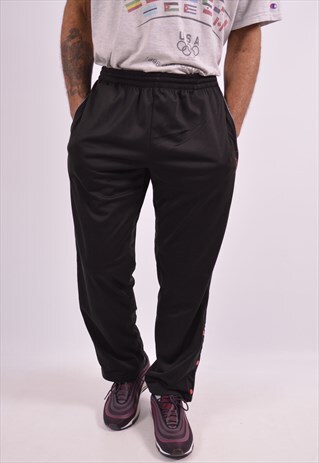 DIADORA MENS VINTAGE TRACKSUIT TROUSERS MEDIUM BLACK 90S