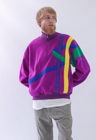 VINTAGE MENS FILA HALF ZIP FLECCE JACKET