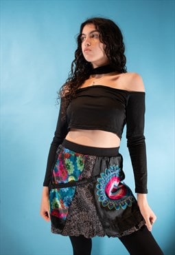 Vintage 00s Size S Desigual Skirt in Psychedelic Floral.