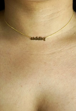 GOLD MINI PERSONALISED NAMEPLATE CHOKER NECKLACE