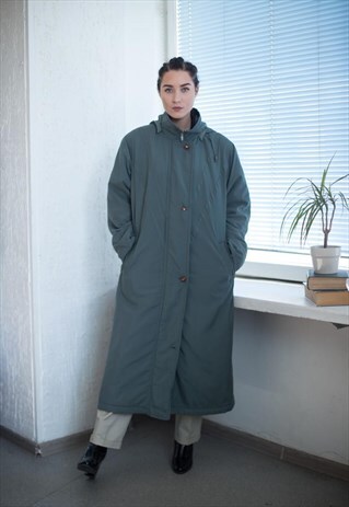 VINTAGE 80'S GREEN HOODED COAT