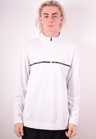 NIKE MENS VINTAGE PULLOVER TRACKSUIT TOP LARGE WHITE 90S