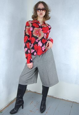 Vintage y2k flower bright cool Christmas blouse shirt in red