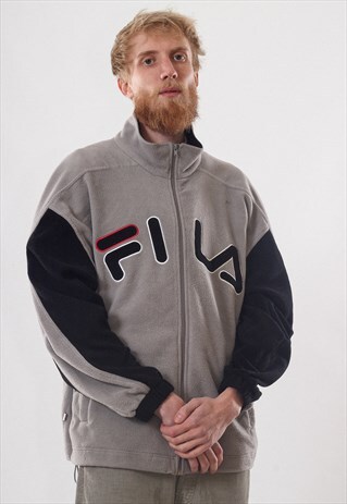 RARE VINTAGE MENS FILA BIG LOGO FLEECE FULL ZIP JACKET
