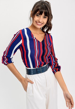 NAVY STRIPED BLOUSE