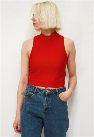 VINTAGE 90' AMAZING COOL SHORT RED CROP TOP