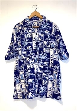 Vintage 90s Hawaiian Boho Hawaii Festival Shirt Mens XL