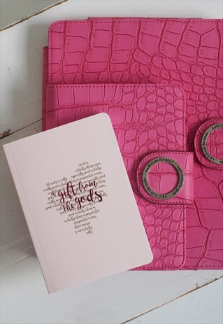 A6 LIGHT PINK POCKET SIZE NOTEBOOK METALLIC PINK, GOLD PRINT