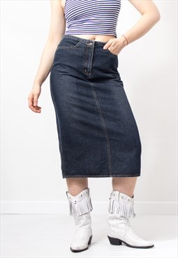 Vintage Y2K midi denim skirt women size M/L