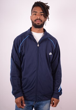NIKE MENS VINTAGE TRACKSUIT TOP JACKET XL BLUE 90S