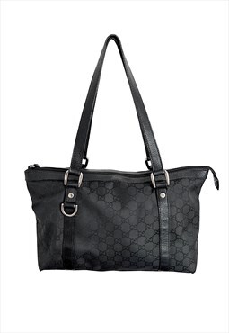 Gucci Shoulder Bag GG Logo Monogram Black Abbey Vintage