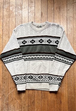 Cream Pattern Knitted Jumper