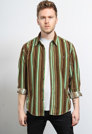 VINTAGE CORDUROY CORD STRIPED SHIRT