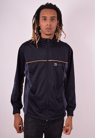 LOTTO MENS VINTAGE TRACKSUIT TOP JACKET LARGE NAVY BLUE 90S