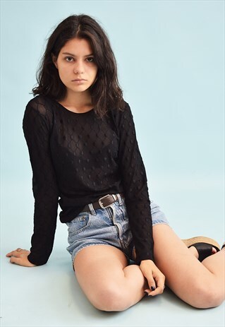 90'S RETRO MESH SHEER KITSCH GRUNGE PARTY TOP