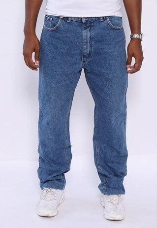 VINTAGE STORM OVERSIZED LOGO HEAVY JEANS BLUE