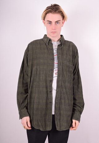 MENS VINTAGE CORDUROY SHIRT XL GREEN 90'S