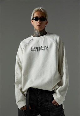Utility sweatshirt renovate slogan grunge gorpcore top white