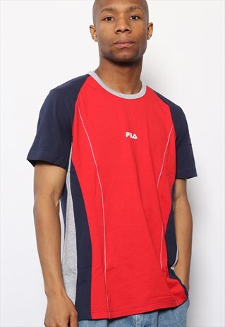 VINTAGE FILA CENTRAL LOGO T-SHIRT RED