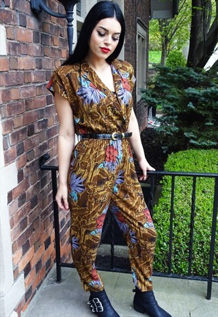 FLORAL PRINT VINTAGE 80'S JUMPSUIT