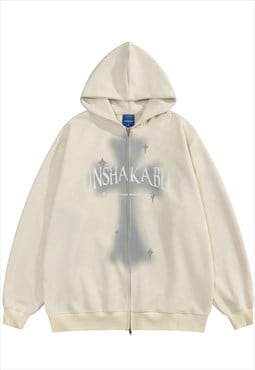Utility hoodie patch pullover unshakable slogan top in cream