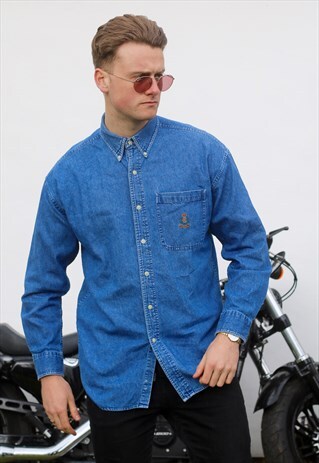 RALPH LAUREN CHAPS USA MIDWASH DENIM SHIRT