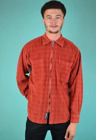 VINTAGE 90'S ZIP-UP CORDUROY SHIRT