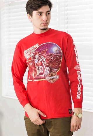 VINTAGE HARLEY-DAVIDSON LONGSLEEVE T-SHIRT LOGO 90S X 9.3