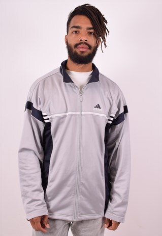 ADIDAS MENS VINTAGE TRACKSUIT TOP JACKET XL GREY 90S
