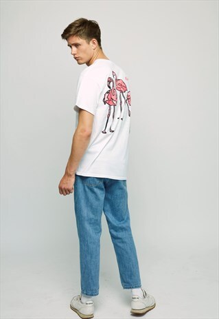 PINK FLAMINGO WHITE TEE