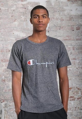 VINTAGE CHAMPION BIG LOGO SPELLOUT T-SHIRT GREY