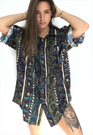 PATTERNED OVERSIZED RETRO VINTAGE UNISEX FESTIVAL SHIRT