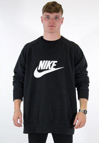 VINTAGE NIKE LOGO SWEATSHIRT IN BLACK XXL