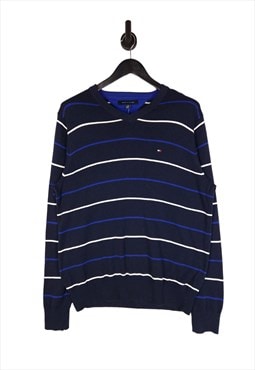 Tommy Hilfiger Jumper Size M/L Striped Men's Cotton Sweater