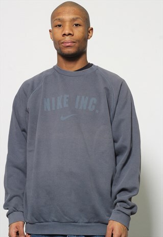VINTAGE NIKE SPELL OUT SWEATSHIRT GREY BLUE